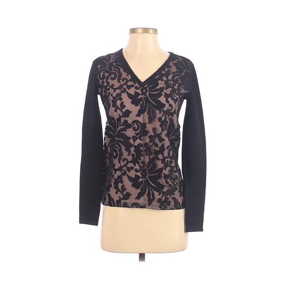 Saks Fifth Ave Lace Panel Front Cashmere Sweater - Picture 3 of 4